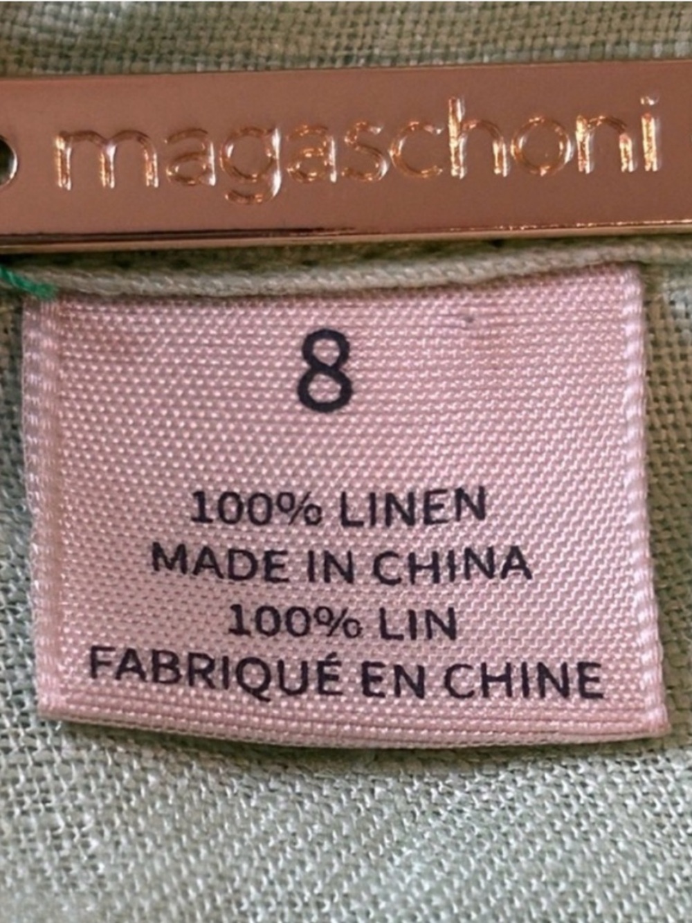 Magaschoni 100% Linen Wrap Maxi Dress in Green Size 8 - Picture 4 of 6
